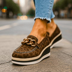 Women's Stylish Leather Platform Loafers | Trendy Slip-On Casual Shoes 1