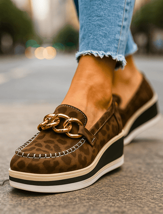 Women's Stylish Leather Platform Loafers | Trendy Slip-On Casual Shoes 1