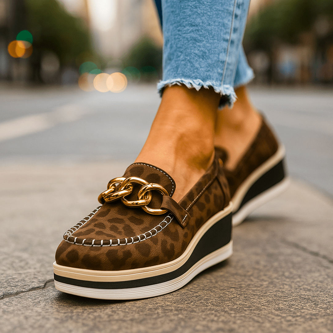 Women's Stylish Leather Platform Loafers | Trendy Slip-On Casual Shoes 1
