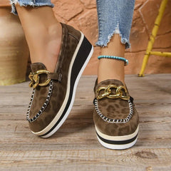 Women's Stylish Leather Platform Loafers | Trendy Slip-On Casual Shoes 7