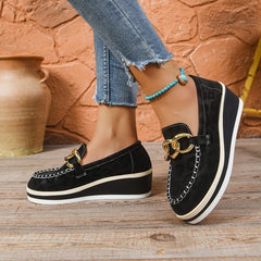 Women's Stylish Leather Platform Loafers | Trendy Slip-On Casual Shoes 8