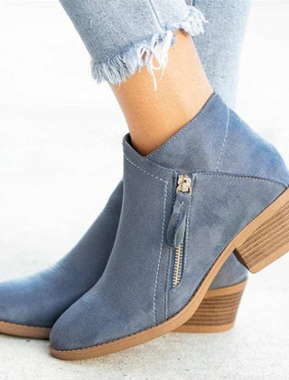 Women's Suede Ankle Boots | Chic Low-Heel Side-Zip Booties for Women 1