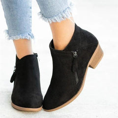 Women's Suede Ankle Boots | Chic Low-Heel Side-Zip Booties for Women 5