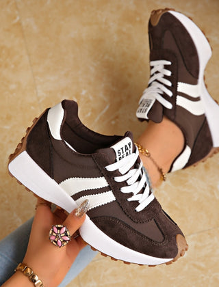 Women's Suede Platform Sneakers | Retro Chunky Lace-Up Trainers 2
