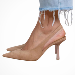 Women's Suede Slingback Heels | Elegant Pointed Toe Comfort Shoes 0