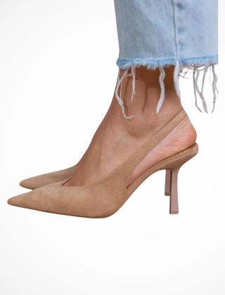 Women's Suede Slingback Heels | Elegant Pointed Toe Comfort Shoes 0