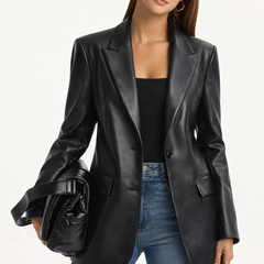 Women's Supple Leather Blazer | Elegant Structured Jacket | Timeless Fashion Statement 1