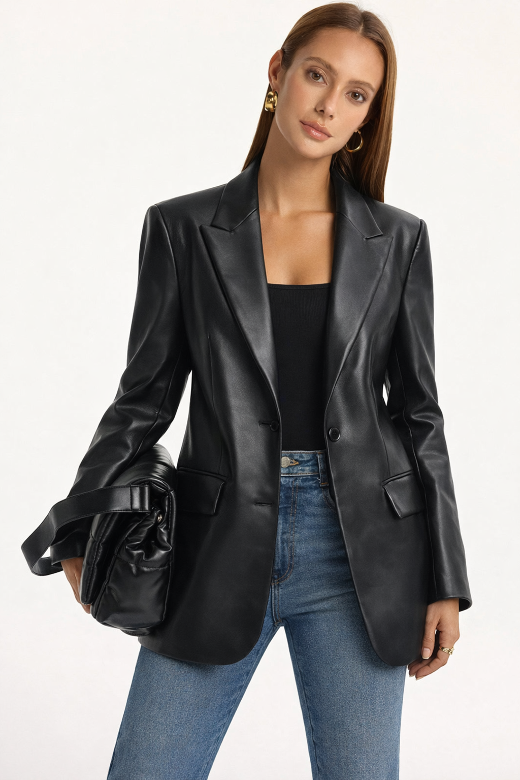 Women's Supple Leather Blazer | Elegant Structured Jacket | Timeless Fashion Statement 1