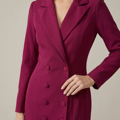 Women's Tailored Blazer Dress | Elegant Double-Breasted Knee-Length Style 1