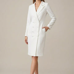 Women's Tailored Blazer Dress | Elegant Double-Breasted Knee-Length Style 3
