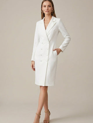 Women's Tailored Blazer Dress | Elegant Double-Breasted Knee-Length Style 3