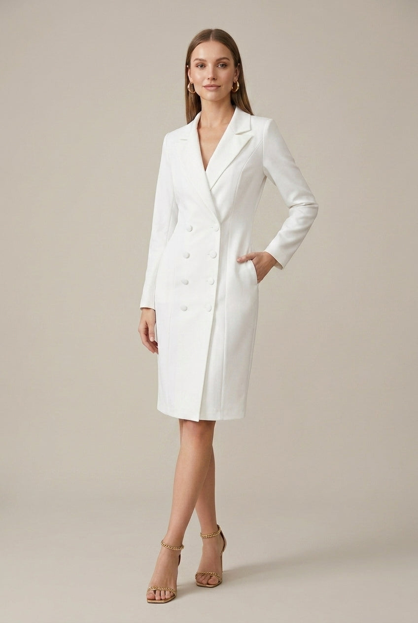 Women's Tailored Blazer Dress | Elegant Double-Breasted Knee-Length Style 3