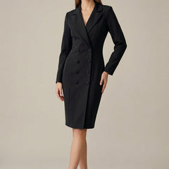 Women's Tailored Blazer Dress | Elegant Double-Breasted Knee-Length Style 4