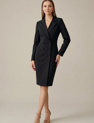 Women's Tailored Blazer Dress | Elegant Double-Breasted Knee-Length Style 4