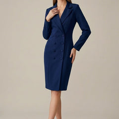 Women's Tailored Blazer Dress | Elegant Double-Breasted Knee-Length Style 5