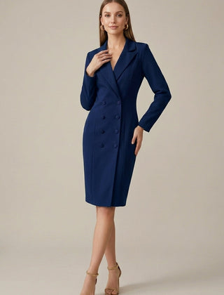 Women's Tailored Blazer Dress | Elegant Double-Breasted Knee-Length Style 5