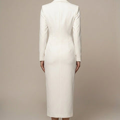 Women's Tailored Blazer Dress | Elegant Midi Formal Dress with Notch Lapel 2