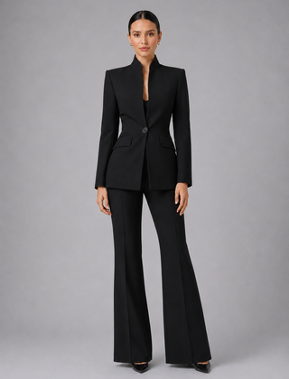 Women's Tailored Blazer and Wide Leg Trousers | Elegant All-Season Suit for Women 0