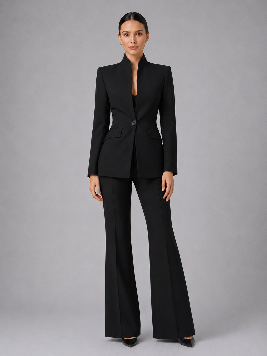 Women's Tailored Blazer and Wide Leg Trousers | Elegant All-Season Suit for Women 0