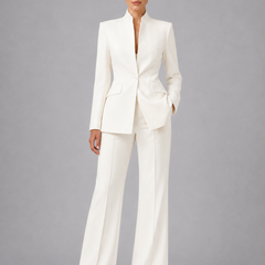 Women's Tailored Blazer and Wide Leg Trousers | Elegant All-Season Suit for Women 1