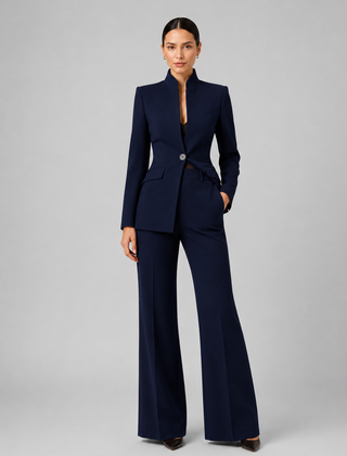 Women's Tailored Blazer and Wide Leg Trousers | Elegant All-Season Suit for Women 3