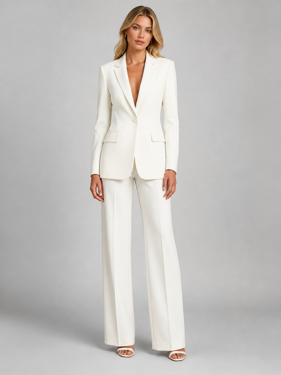 Women's Tailored Suit | Elegant Blazer and Wide Leg Trousers for Professional Style 0