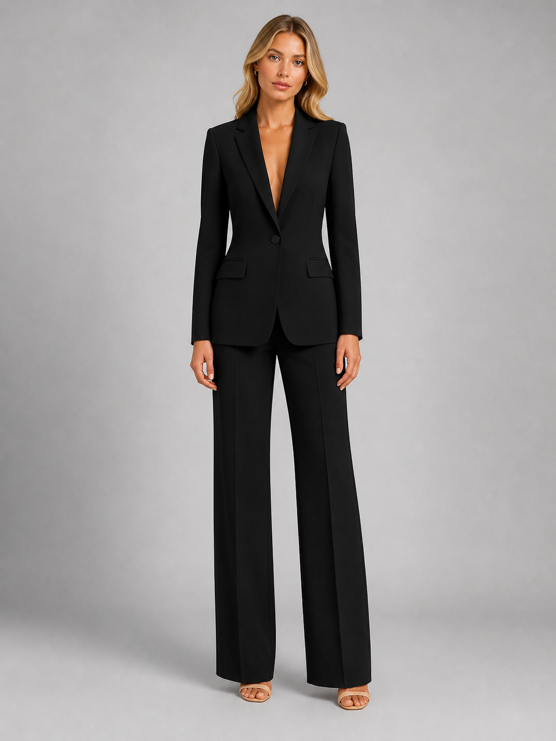 Women's Tailored Suit | Elegant Blazer and Wide Leg Trousers for Professional Style 1