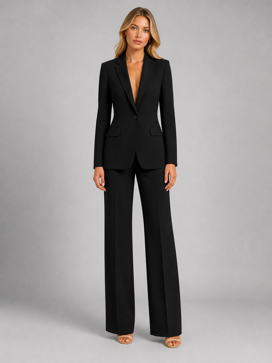 Women's Tailored Suit | Elegant Blazer and Wide Leg Trousers for Professional Style 1