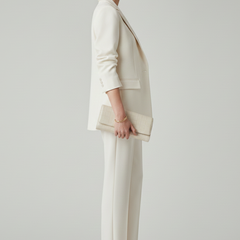 Women's Textured Blazer And Pants Set | Elegant Fitted Jacket With Straight Leg Trousers 2