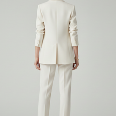 Women's Textured Blazer And Pants Set | Elegant Fitted Jacket With Straight Leg Trousers 4