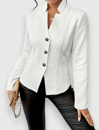 Women's Textured Cable-Knit Jumper | Elegant Mock-Neck Long Sleeve Sweater 10
