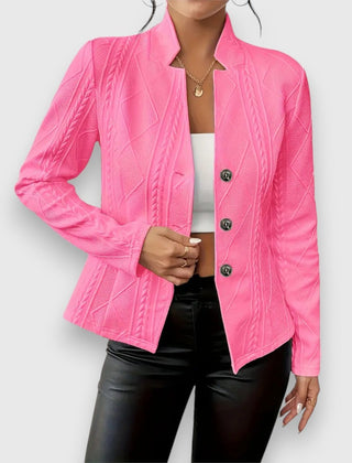 Women's Textured Cable-Knit Jumper | Elegant Mock-Neck Long Sleeve Sweater 9