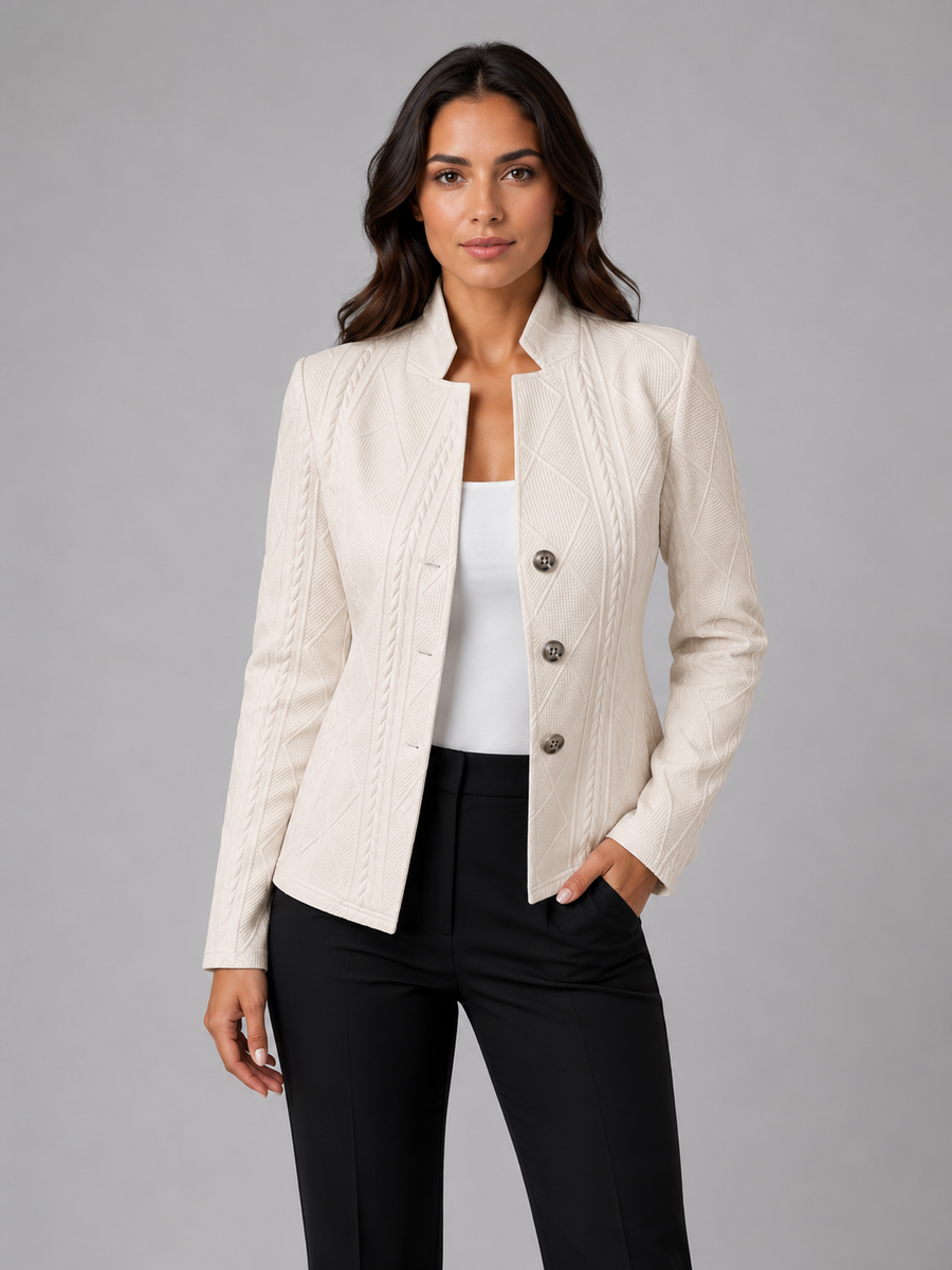 Women's Textured Cable Knit Blazer | Elegant Tailored Fit Jacket | Sophisticated Office Wear 1