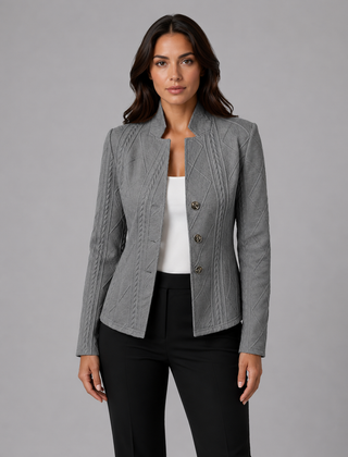 Women's Textured Cable Knit Blazer | Elegant Tailored Fit Jacket | Sophisticated Office Wear 3