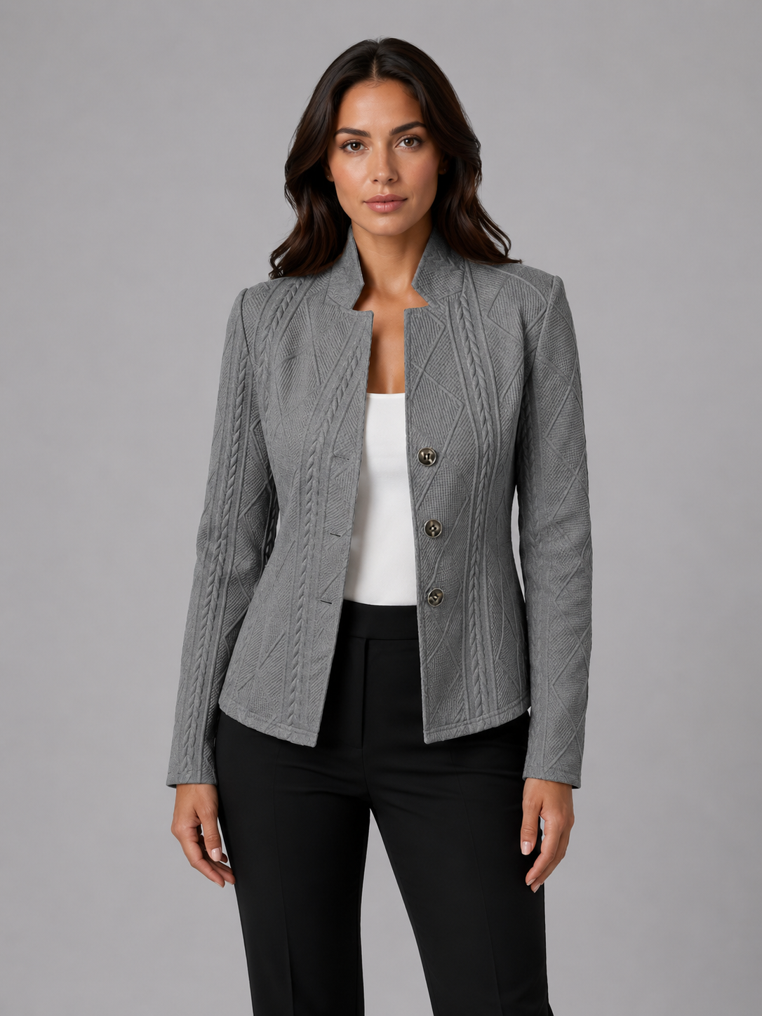 Women's Textured Cable Knit Blazer | Elegant Tailored Fit Jacket | Sophisticated Office Wear 3