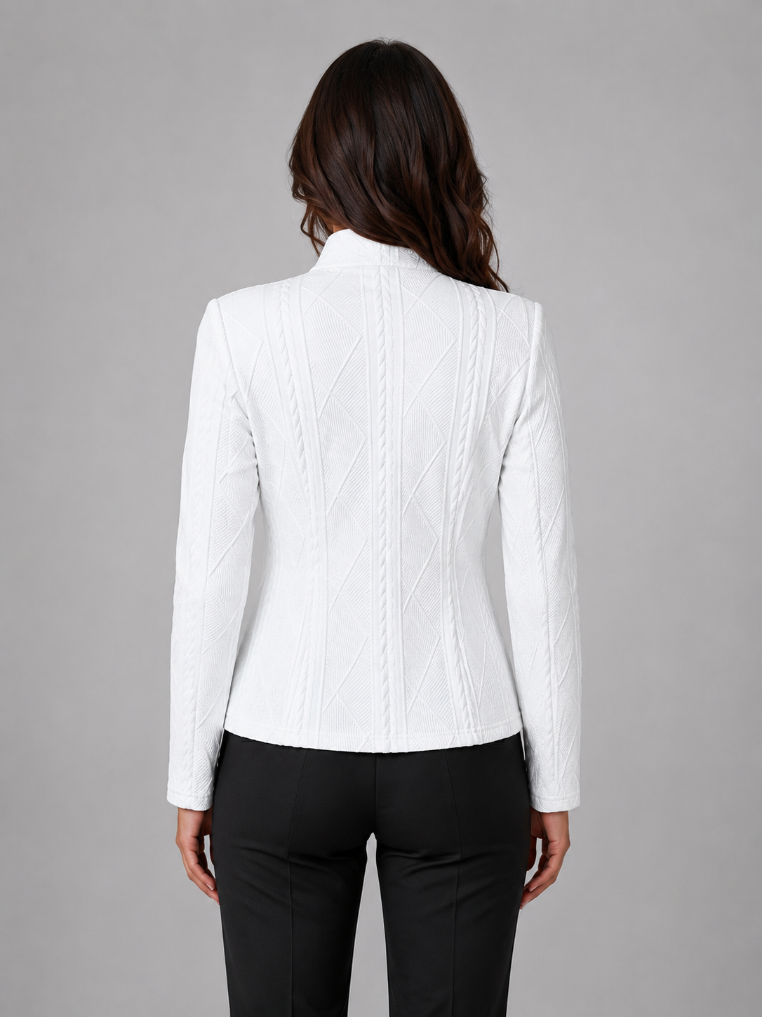 Women's Textured Cable Knit Blazer | Elegant Tailored Fit Jacket | Sophisticated Office Wear 5