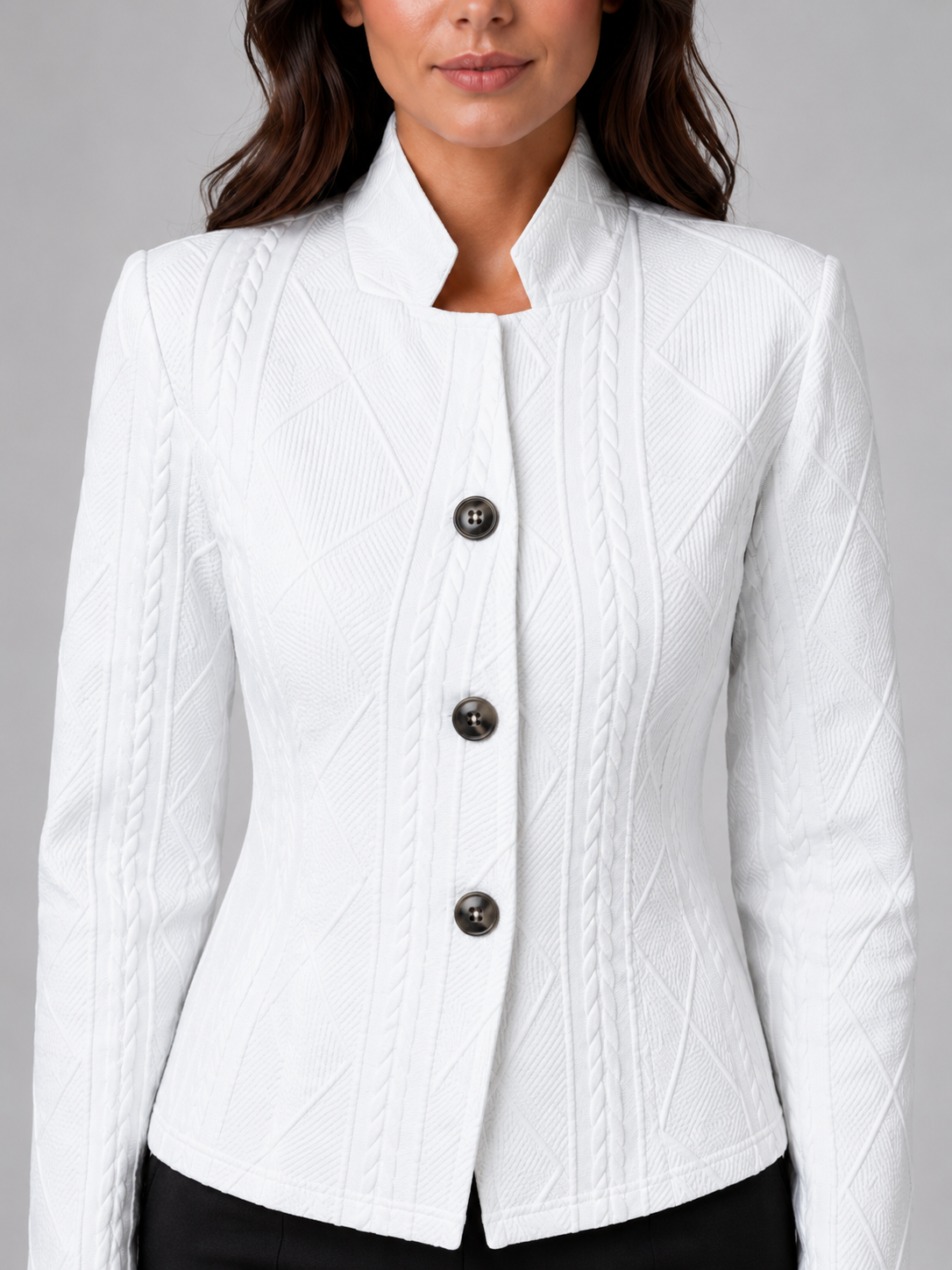 Women's Textured Cable Knit Blazer | Elegant Tailored Fit Jacket | Sophisticated Office Wear 6