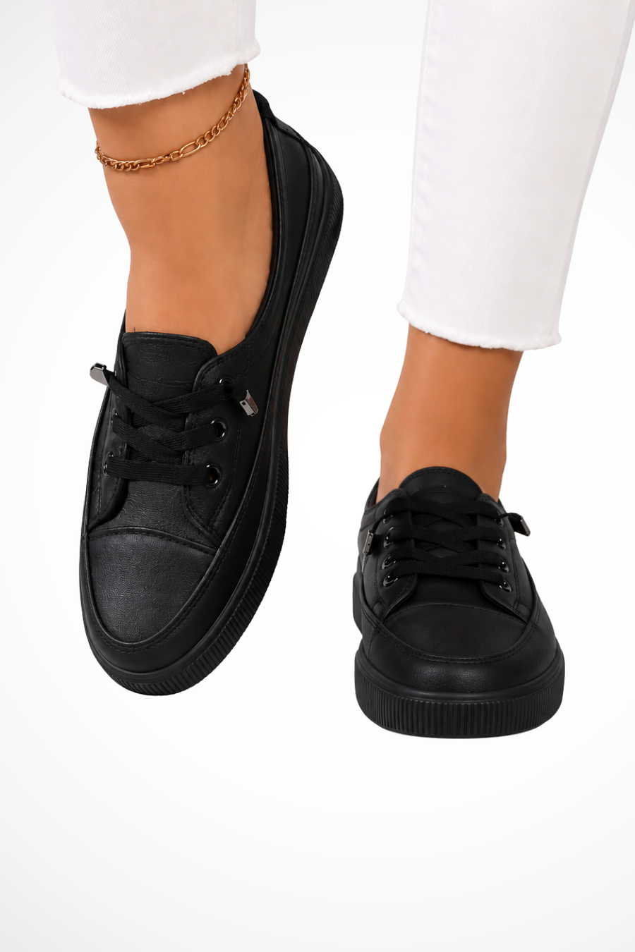 Women's Textured Canvas Sneakers | Stylish Lace-Up White Trainers 1