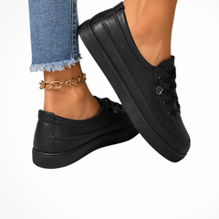 Women's Textured Canvas Sneakers | Stylish Lace-Up White Trainers 5
