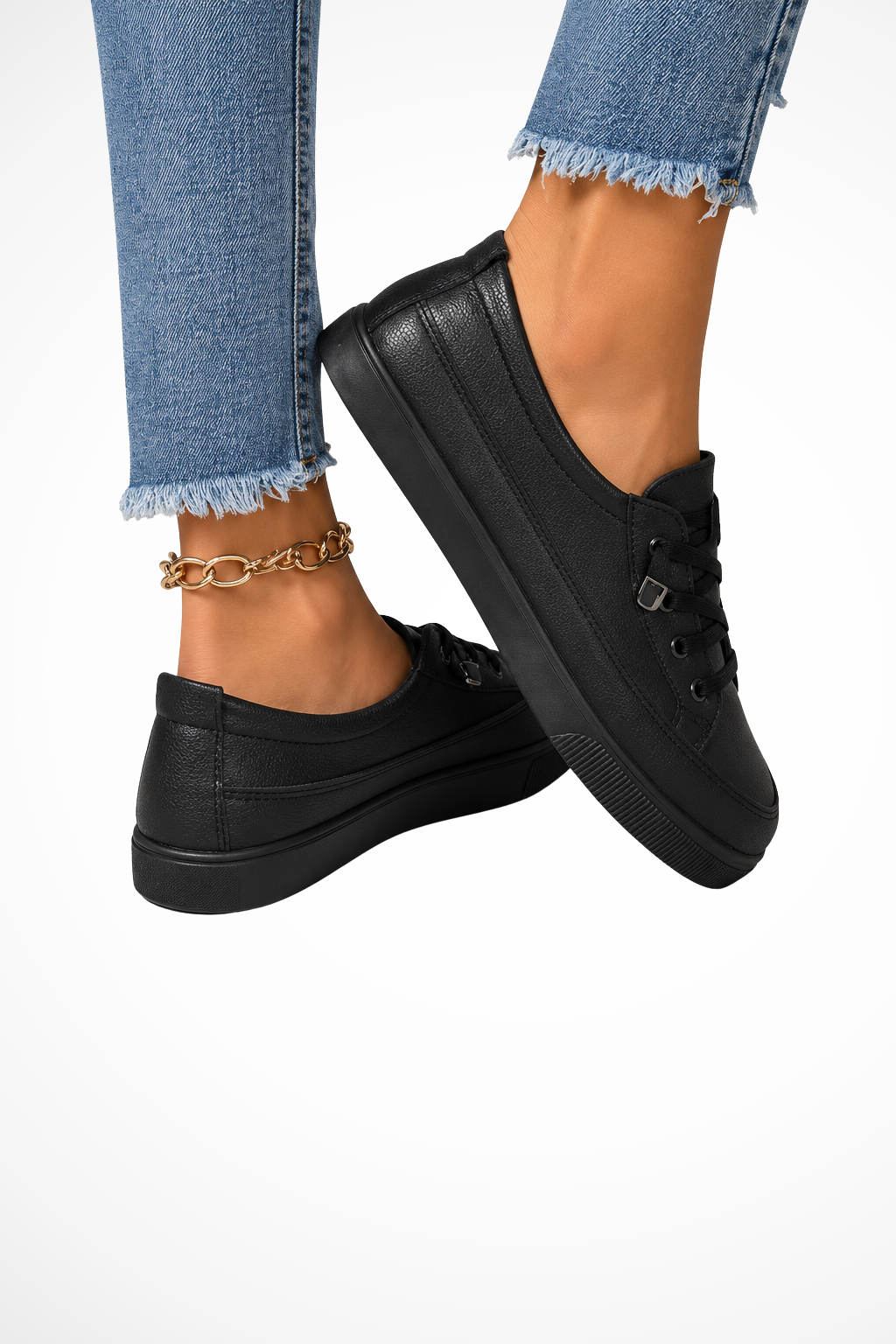 Women's Textured Canvas Sneakers | Stylish Lace-Up White Trainers 5