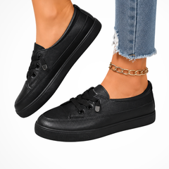 Women's Textured Canvas Sneakers | Stylish Lace-Up White Trainers 7