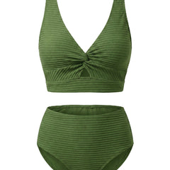 Women's Textured High-Waisted Bikini Sets | Flattering Summer Swimwear for Women 0