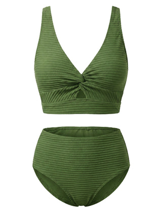 Women's Textured High-Waisted Bikini Sets | Flattering Summer Swimwear for Women 0