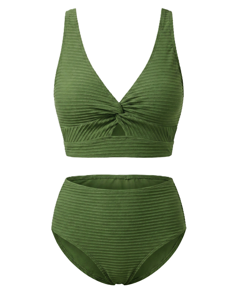 Women's Textured High-Waisted Bikini Sets | Flattering Summer Swimwear for Women 0