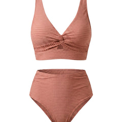 Women's Textured High-Waisted Bikini Sets | Flattering Summer Swimwear for Women 11