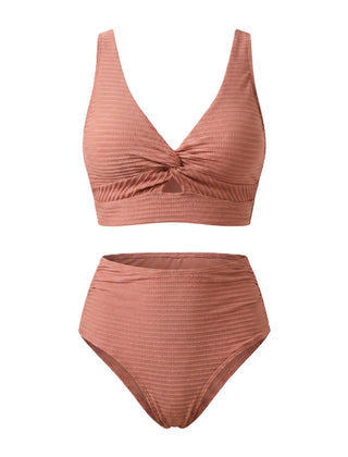 Women's Textured High-Waisted Bikini Sets | Flattering Summer Swimwear for Women 11