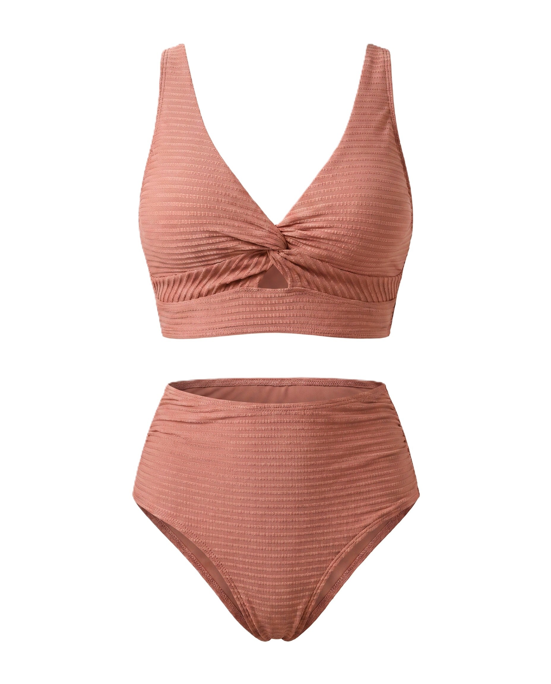 Women's Textured High-Waisted Bikini Sets | Flattering Summer Swimwear for Women 11