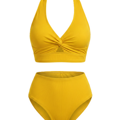 Women's Textured High-Waisted Bikini Sets | Flattering Summer Swimwear for Women 12