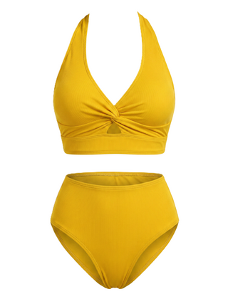 Women's Textured High-Waisted Bikini Sets | Flattering Summer Swimwear for Women 12