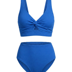 Women's Textured High-Waisted Bikini Sets | Flattering Summer Swimwear for Women 13